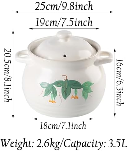 Ceramic Casserole Clay Pot with Lid, Earthenware Casserole Pot