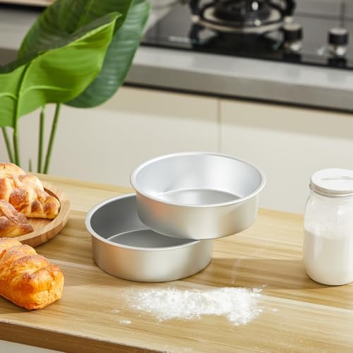 Teenyyou 6 Pcs 6 Inch Round Cake Pans Non Stick Aluminum Round Cake
