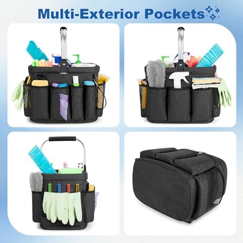 PGmoon Cleaning Caddy Organizer with Handle, Black
