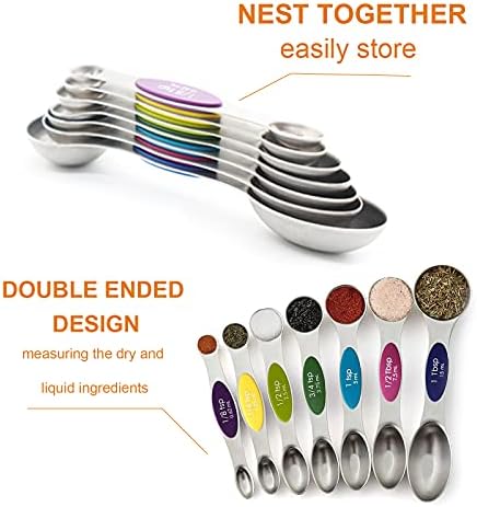 Magnetic Measuring Spoons Set - Stainless Steel Stackable Dual Sided