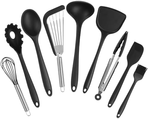 Silicone Black Cooking Utensil Set, 9 Pieces kitchen Utensil Set