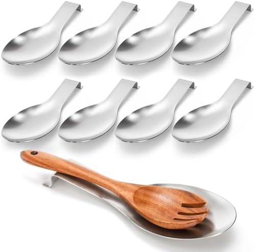 8 Pack Stainless Steel Spoon Rest, Large Size Ladle Spatula Tong
