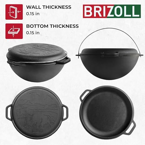 Uzbek Kazan Cast Iron Brizoll 12.5 Quarts (12 L) - Cast Iron Dutch