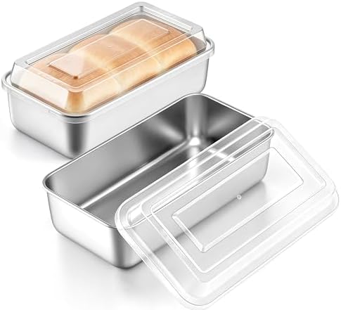 E-far Loaf Pan with Lids, 9 x 5 Inch Stainless Steel Bread Pans Set of