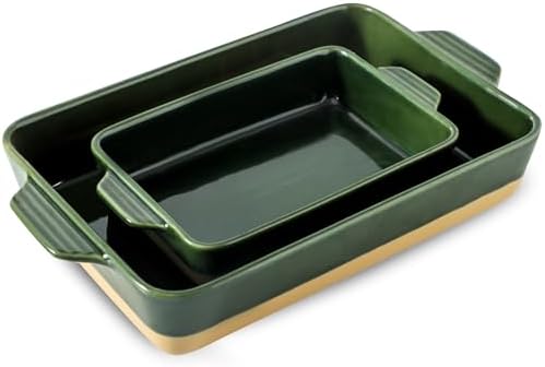 Ceramic Baking Casserole Dish with Handles, Large 9x13 inch Pan and