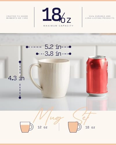 getstar Large Coffee Mugs 18 OZ Set of 4 with Big Handles, Father Day