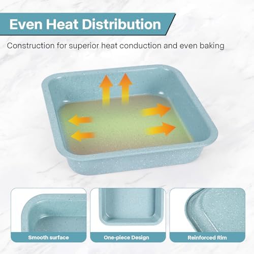 2-Pack 24-Cup Nonstick Ceramic-Coated Mini Muffin Pan|2 Pcs 8x8 Baking