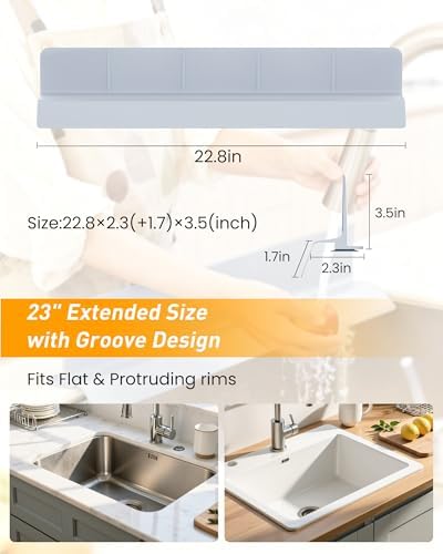 Silicone Sink Splash Guard 23" 30" 18" for Bathroom & Kitchen Sink
