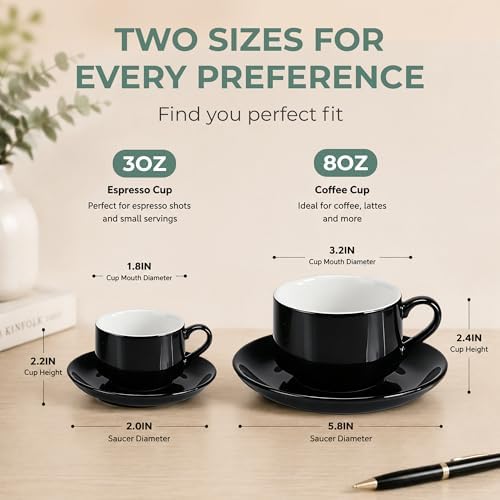 3 Ounce Espresso Cups Set of 4, Black
