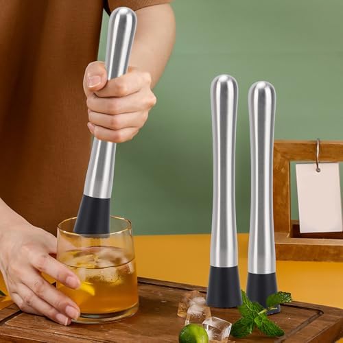 4 Pack Muddlers for Cocktail 304 Stainless Steel Fruit Crusher 8.3"