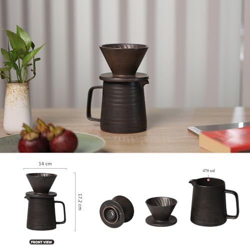 Stoneware Handmade Pour Over Coffee Maker Set, 16oz