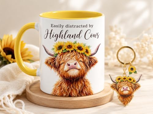 Hyturtle Highland Cow Coffee Mug, Cute Scottish Cow Gift For Women
