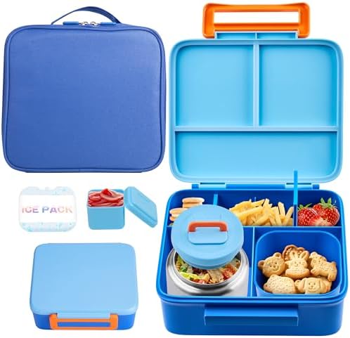 Bento Lunch Box for Kids with Thermo, Leakproof Bento Box with 8oz