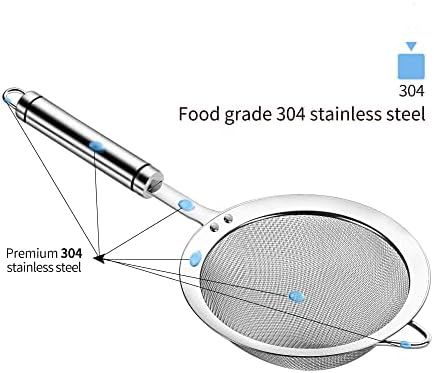 5.51inches 304 Stainless Steel Fine Mesh Strainer Tea Sieve Sifter