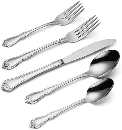 Oneida True Rose 45 Piece Everyday Flatware, Service for 8, 18/0 Stainless Steel, Silverware Set, Silver