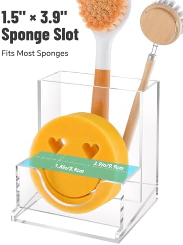 NiHome Sponge Holder, Clear Acrylic 2-Slot