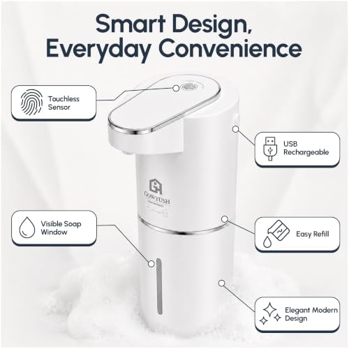 Automatic Foaming Soap Dispenser Touchless - 2 Pack Rechargeable