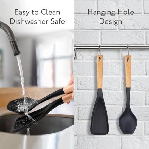 Spatula Spoon 2-Pack, Silicone Cooking Spoon for Nonstick Cookwares