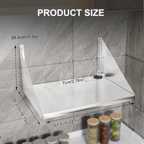 Stainless Steel Floating Microwave Shelf, 18"x24"