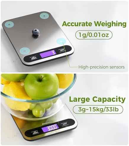 Atogou Food Scale -33lb Digital Kitchen Scale for Food Ounces Grams