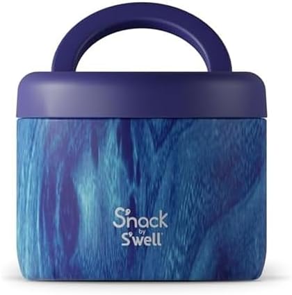S'nack by S'well Stainless Steel Food Container, 24 Oz, Azure Forest