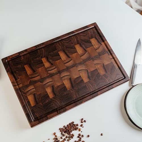 GrainWoods Walnut End Grain Cutting Board, 16 x 10 x 2 Inches