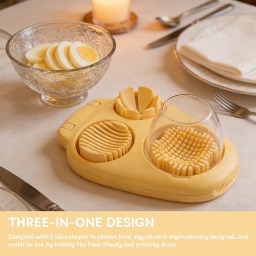 3-in-1 Egg Slicer for Hard Boiled Eggs, 3 Slice Modes Egg Cutter Dicer