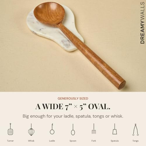 Marble Spoon Rest –Kitchen Utensil Holder, Heat-Resistant & Non-Slip
