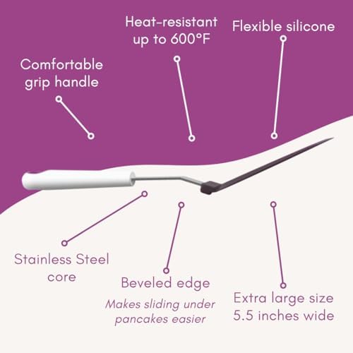 Wide Pancake Spatula Flipper, Silicone Turner for Griddle & Nonstick