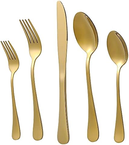 Gold Silverware Set 40 Piece, Flatware Cutlery Set For 8, Stainless