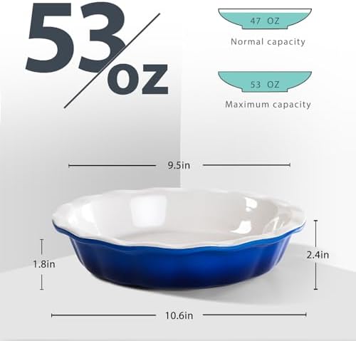 Lareina Ceramic Casserole Dish with Lid, Deep 9x13 Inch & 9 Inches Pie
