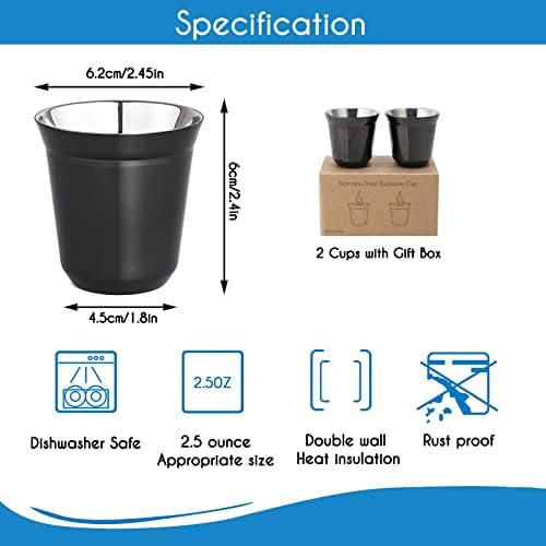 Easyworkz Stainless Steel Espresso Cup 2pcs Set Double Wall Insulated