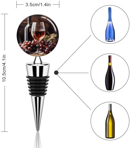 Art Red Wine Galsses & Grapes Wine Stoppers Leak Proof Beverage Bottle