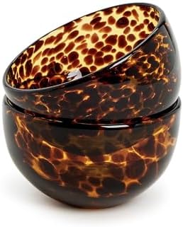 Two's Company Set of 2 Tortoise Print Tidbit Bowl, Glass, 4-inch
