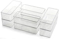 Hudgan 8 Pack Clear Plastic Drawer Organizers Set, Stackable Deep