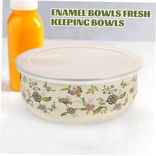 Zerodeko 5pcs Xmas Enamel Bowls with Lid for Refrigeration and