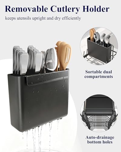 Kitsure Expandable Dish Rack, Medium, Black