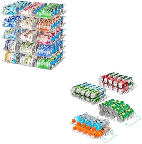Stackable 5 Tiers Can Organizer Pantry 4 Packs Clear Width Adjustable