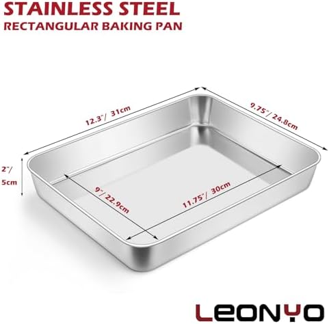 Leonyo 121⁄3 x 93⁄4 Rectangular Cake Pan, Baking Sheets Set of 2