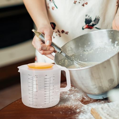 White Measuring Cup 2.5l with Lid, Mixing Bowl Plastic