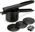 Potato Ricer Stainless Steel (15 oz, Black) - Heavy Duty Potato Masher