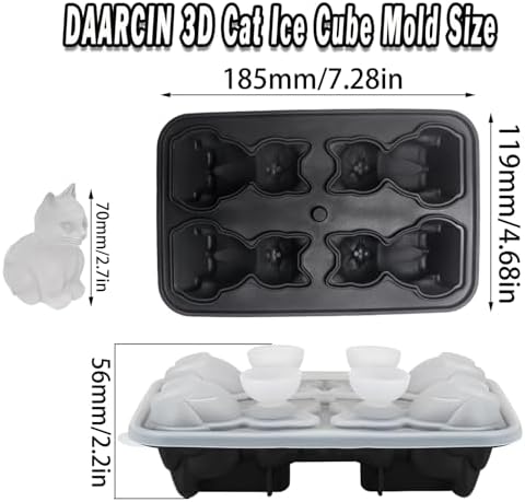 3D Cat Ice Cube Mold,Slow-Melting & BPA-Free Ice Cube Tray