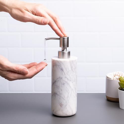 Cork & Mill Marble Soap Dispenser with Stainless Steel Pump Top