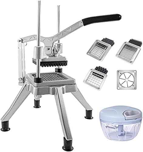 Commercial Vegetable Fruit Chopper W/6-Wedge Slicer&1/4″&3/8″&1/2" Blade Professional Food Dicer French Fry Cutter Onion Slicer Stainless Steel For Tomato Peppers Potato Mushroom
