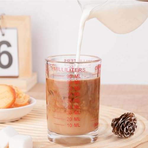 1 PACK Measuring Cup Shot Glass 3 Ounce/90ML Liquid Heavy Glass Red