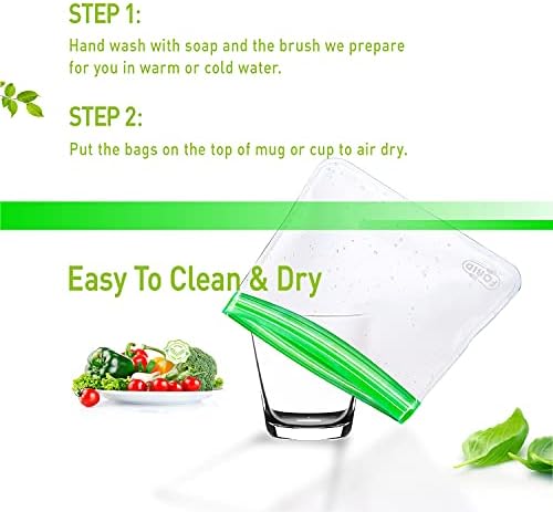 FORID 24 Pack Reusable Food Storage Bags, Silicone Gallon Freezer
