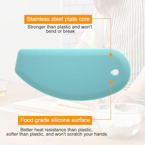 2pcs Silicone Dough Scraper, Flexible Curved Edge Bench Scraper &