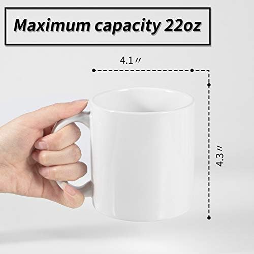 BYCNZB 22oz white Super Large Ceramic Coffee Mugs Large Handles Set of