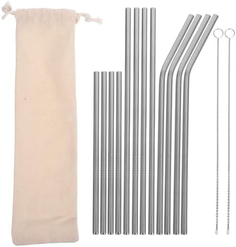 Drinking Straws Xmas Set Stainless Steel Reusable with Cleaning