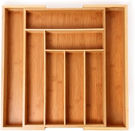BergHOFF Bamboo 8-Slot Expandable Flatware Organizer Fits Most Kitchen